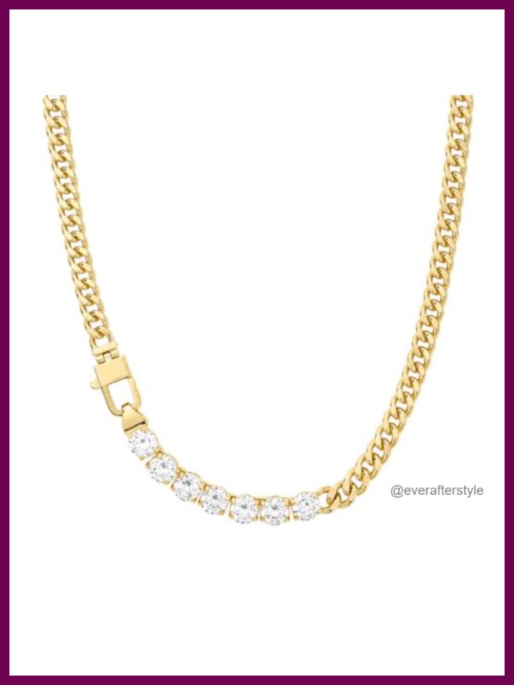 18K Gold Plated Tennis Necklace CZ Padlock Clasp Adjustable Chain